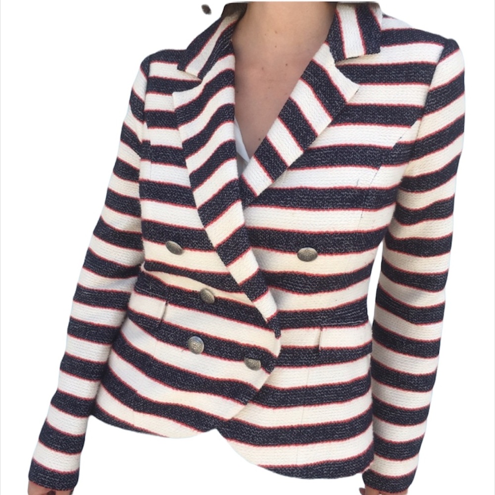 Striped Double Breasted Blazer - image 3